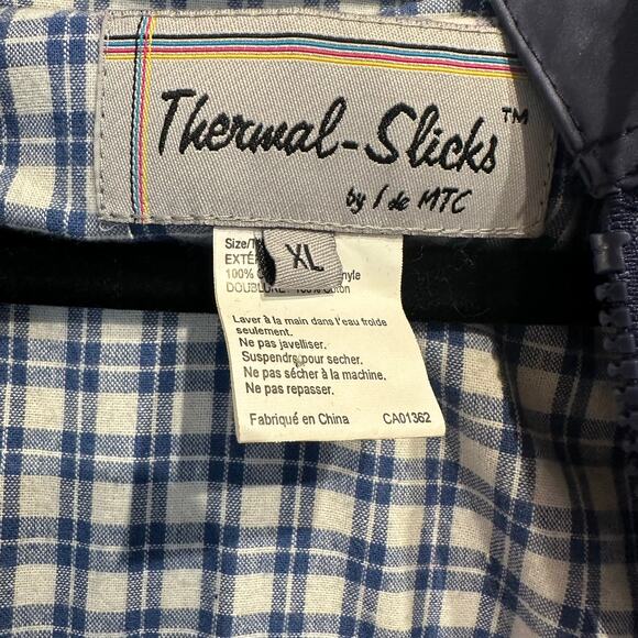 Thermal-Slicks Size XL Rain Jacket Coat Blue Plaid Lining Hooded - Picture 3 of 13